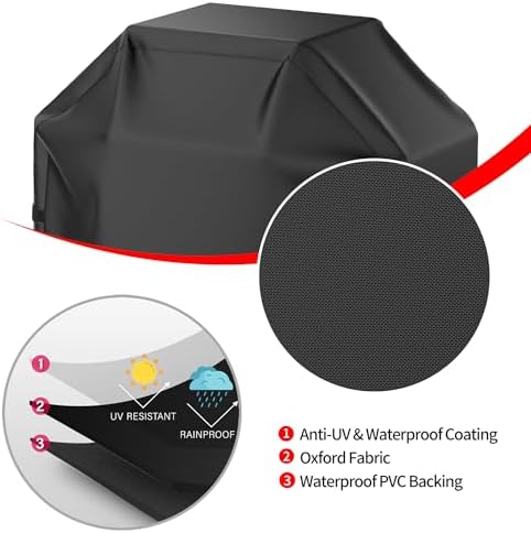 BBQ Grill Cover, Waterproof, Weather Resistant, Rip-Proof, Anti-UV, Fade Resistant, with Hook-and-Loop Straps, Gas Grill Cover for Most Grills, 48 inch, Black - Image 3