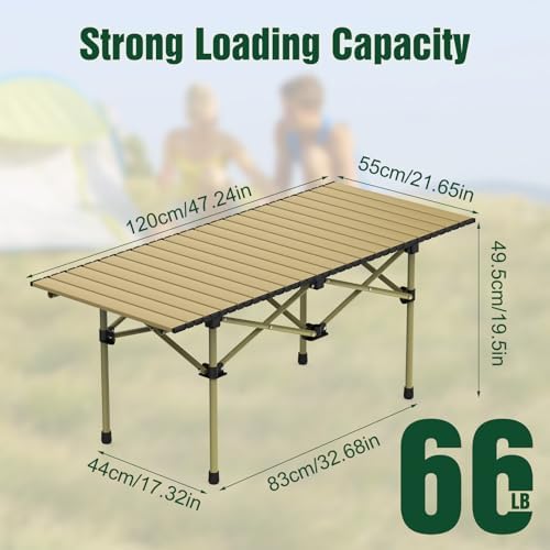 TeqHome Portable Camping Table, Camping Table Foldable with Carrying Bag, Ultralight Carbon Steel Beach Table Indoor Outdoor for Camping Picnic BBQ Beach Party Patio Fishing Carbon Steel - Image 3