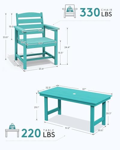 SERWALL Patio Dining Chair Set of 2,All Weather HDPE Dining Chair, Aruba - Image 3