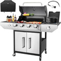 4-Burner Propane BBQ Grill 53000 BTU Stainless Steel Cast Iron Grate by DNKMOR