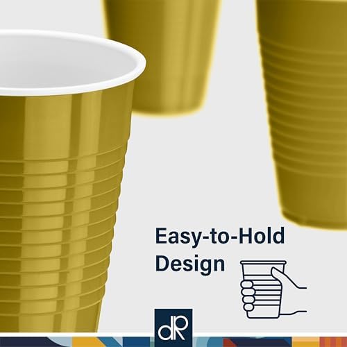 DecorRack Gold Plastic Cups, 12 oz Disposable Cups, Reusable Party Supplies (40 Count) - Image 4