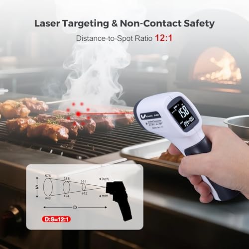 Temperature Gun for Meat,Automotive Infrared Thermometer Gun with Ring Laser DS12:1,Digital Thermal Gun with Adjustable Emissivity&High/Low Alarm,-58~1400℉IR Temp Gun for Engine,Brakes&HVAC - Image 4