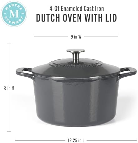 Martha Stewart Gatwick 4 Quart Enamel Cast Iron Dutch Oven - Grey - Image 2