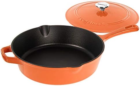 Cuisinart Chef's Classic Enameled Cast Iron Dutch Oven with Lid, Porcelain Enameled Interior, Oven Safe, Induction Compatible, 12-Inch, Chicken Fryer, Terracotta Orange - Image 2