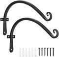 FEED GARDEN Heavy Duty Plant Hooks - 2 Pack 12 Inch Wall Mounted Hanging Brackets, 57lb Capacity Steel Plant Hangers for Bird Feeders, Baskets, Wind Chimes Outdoor Indoor- Black by FEEDGARDEN