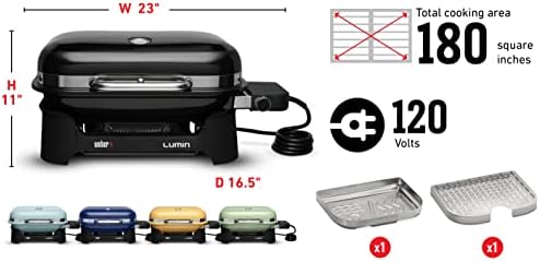 Weber Lumin Compact Electric Grill, Light Blue, with Lumin Compact Grill Stand - Image 3