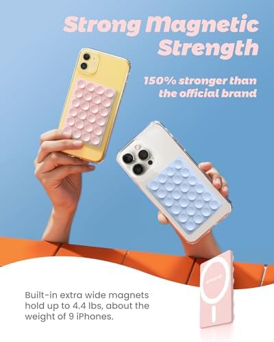 amBand Magnetic Suction Phone Mount for MagSafe Case, Silicone Octo Cup Buddy Sticky Grip Holder for iPhone, Removable Hands-Free Selfie/Video for TikTok Influencers, Women Gift, Light Pink - Image 3