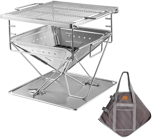 CAMPINGMOON Medium Portable Fire Pit Grill Wood Burning MT-035 by CAMPINGMOON