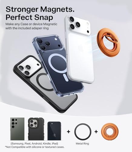 TORRAS 2025 Flagship 360 Magnetic Phone Grip Ring Holder Kickstand, Orange - Image 6