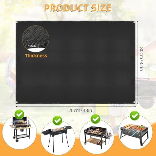 Under Grill Mat for Outdoor Grilling, 32 x 48 inches Double-Sided Fireproof Waterproof BBQ Protector for Deck and Patio Under Grill Mat for Outdoor BBQ - Image 2