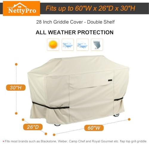NettyPro Griddle Cover for Blackstone 28 inch Griddle Waterproof Heavy Duty, Beige - Image 5