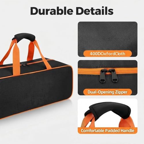 Grill Tool Storage Bag, 24" x 8" x 8" Large Capacity BBQ Accessory Storage, Heavy-Duty Utensil Grill Accessories Organizer Case Storage Compatible with Blackstone.Black (No Accessories) - Image 4