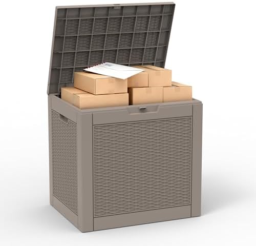 PatioZen 35 Gallon Package Delivery Boxes for Outside, Lokable Secure Resin Package Delivery Box with Lid, Waterproof and Anti-Theft for Outdoor Front Door, Porch, Curbside, House(Grey) by OutdoorLivingPerfected