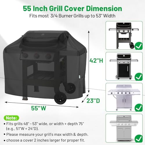 55 Inch Grill Cover, 3-4 Burner Gas BBQ Cover for Outdoor - Image 2