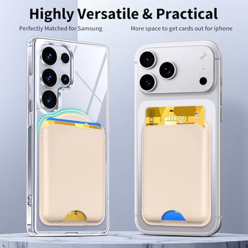 Magnetic Wallet for Samsung Galaxy S26 S25 S24 Series, Fold 8 Ultra with Magsafe Case, for iPhone 18-12 Series, RFID Blocking Leather Magnetic Card Holder | Holds 3 Cards | Desert Gold - Image 6