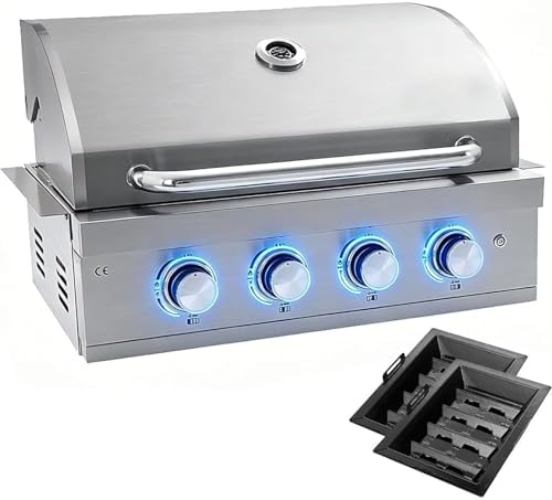 4 Burner Built in Propane Grills Charcoal & Natural Gas Grill Combo by XLB-TYNFD
