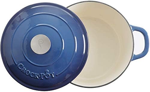 Crock-Pot Artisan 5-Quart Round Enameled Cast Iron Dutch Oven – Blue, Durable Heavy-Duty Cookware for Slow Cooking, Roasting, Baking with Lid - Image 3
