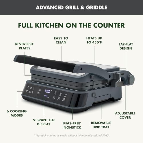 GreenPan Advanced Grill & Griddle, PFAS-Free Ceramic Nonstick, Graphite - Image 3