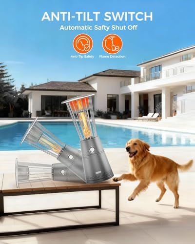 Tabletop Heater Patio Heater, 11,000 BTU Propane Patio Heater for Commercial, Balcony & Porch, Quartz Glass Tube, Portable Small Heater For Outdoor Use - Grey - Image 3