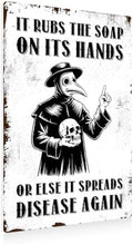 BEASTZHENG Funny Wash Your Hand Plague Doctor Gothic Tin Decor Wall Decor Guest Wall Decor Art Metal Tin Sign In The Bathroom Bedroom 8 X 12 Inches by BEASTZHENG