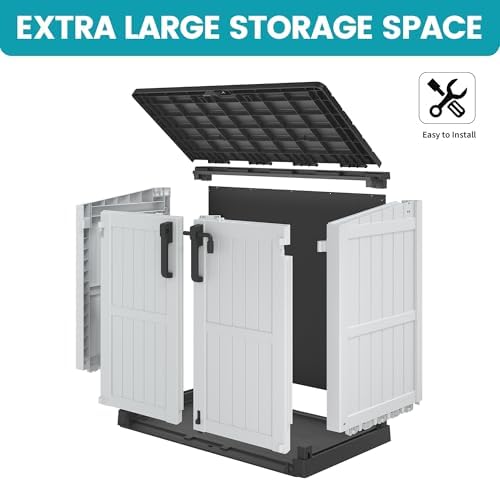 LHBcraft Outdoor Storage Cabinet 36 Cu Ft with Lockable Doors, Portable Horizontal Storage Shed, Resin Outdoor Storage Box Waterproof for Patio-Easy to Assemble - Image 3