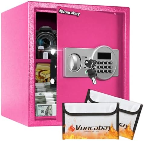 Voncabay Money Safe Box for Home with Digital Keypad, 1.5 Cu. Ft., Pink by Voncabay