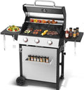 Propane Gas BBQ Grill, Upgraded 30,000 BTU Stainless Steel Barbecue Grill with Foldable Side Tables, Spice Rack & Wheels for Outdoor Cooking (3 Burner grill) by Unknown