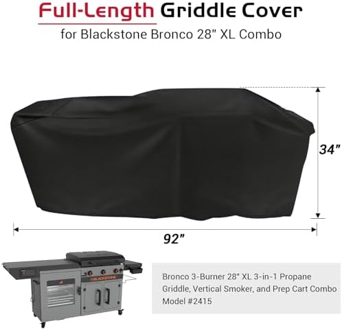 Outdoor Heavy Duty Waterproof Grill Cover for Blackstone Bronco 28" XL 3 Burner Griddle Vertical Pellet Smoker Combo,for Blackstone Griddle Cover Bronco Combo Griddle 2415 Grill Cover Accessories - Image 2