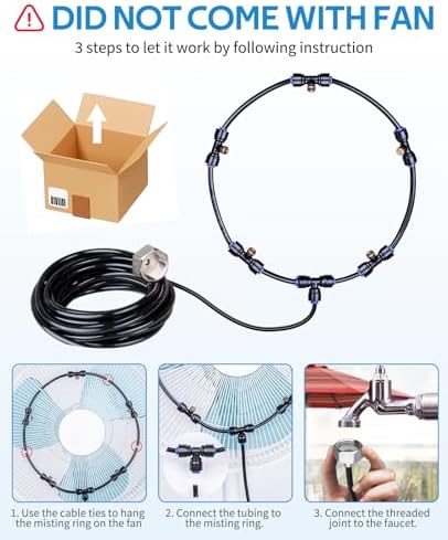 homenote Misting Fan Kit for Outside Cooling, 16.4FT Misting Line - Image 2