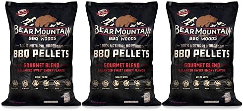 Bear Mountain FB99 All Natural Low Moisture Hardwood Smoky Gourmet Blend BBQ Smoker Pellets for Outdoor Grilling, 40 Pound Bag (3 Pack) by BearMountainBBQ