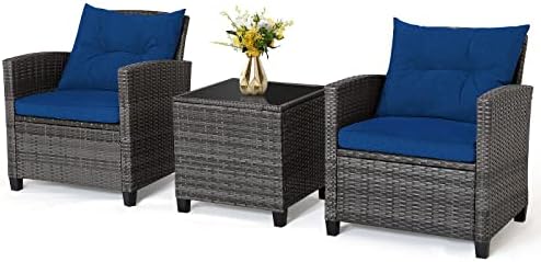 RELAX4LIFE Wicker Patio Furniture Sets - 3 Pieces Patio Rattan Sofa Set by RELAX4LIFE