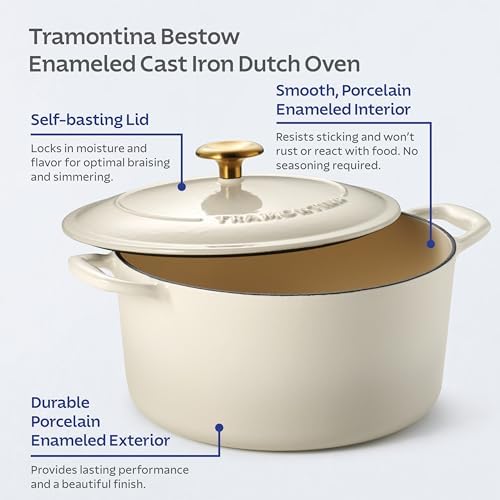 Tramontina Bestow Enameled Cast Iron 5.5-Qt Round Dutch Oven Pot with Lid - Image 2