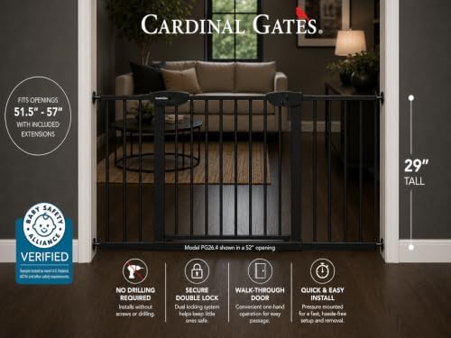 Cardinal Gates PG26.5 Baby & Pet Pressure Gate, Black, 51.50-57.00 in - Image 2