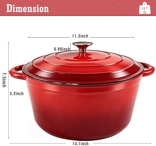 6 Quart Enameled Cast Iron Dutch Oven with Lid, Heavy Duty Cast Iron Pot for Braising, Stews, Roasting, Soup, Casseroles & Bread Baking, Nonstick Enamel Interior, Oven Safe to 500°F - Image 4