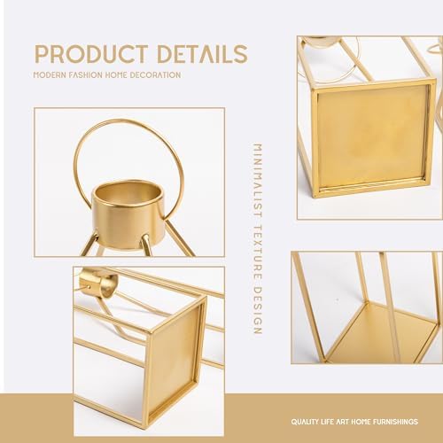 HPC Decor Modern Farmhouse Lantern Decor- Gold Metal Candle Lanterns for Christmas- Lanterns Decorative w/Timer Flickering Candles for Living Room, Home, Indoor, Outdoor, Table,Fireplace Mantle Decor - Image 7