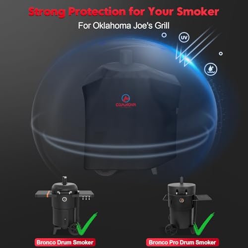 Grill Cover for Oklahoma Joe's Bronco Drum Smoker - 600D Premium BBQ Cover Waterproof & Heavy Duty for Oklahoma Joe's Bronco Drum Grill - Image 3