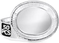 50 Pack Silver Foil Paper Plates, 12.2" X 10.2" Disposable Party Plates by QZYL