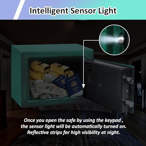 Voncabay Money Safe Box for Home with Digital Keypad, 0.23 Cu. Ft., Green - Image 2