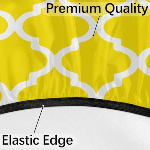 Fitted Round Tablecloth with Umbrella Hole and Zipper Yellow Moroccan Outdoor Elastic Table Cloth 36"-44" Oil-Proof Waterproof Morocco Geometric Patio Table Cover for Dining Picnic Party - Image 4