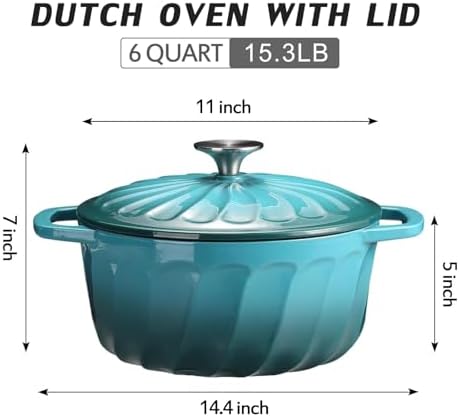 Enameled Cast Iron Dutch Oven Pot with Lid, 6 QT Large Dutch Oven - Image 2
