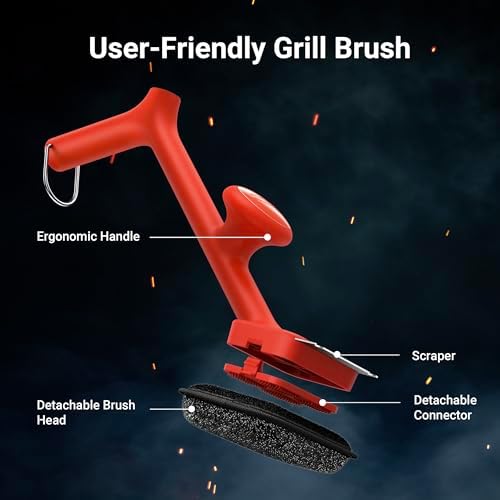 ThermoMaven BQ03 Grill Brush Replaceable Cleaning Head, Safe Bristle-Free BBQ Cleaning Tool, Barbecue Grill Cleaner, 6 Pcs Refill, Only for BQ03 - Image 2