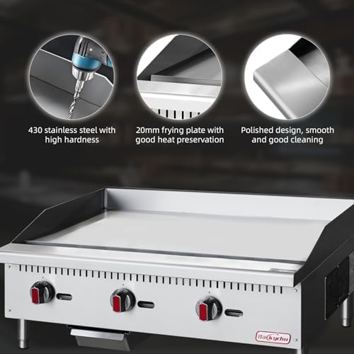 Commercial Gas Griddle - 36" Countertop Griddle. 90,000 BTU Flat Top Griddle, Natural Gas (NG) / Propane, CSA Certified Stainless Steel Teppanyaki Grill for Restaurants - Image 4