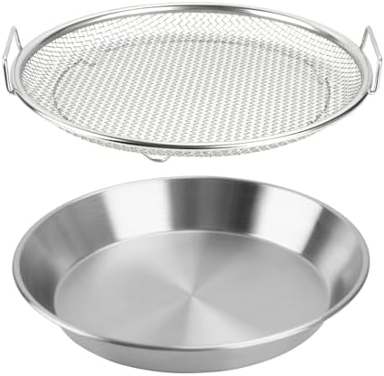 Oil Filter Tray, Stainless Steel Mesh Drain Basket Colanders Air Fryer Accessories for Fried Food Draining Rack Barbecue Grill Tray Net Draining Pan Strainer for Vegetable Dessert (9.5 Inch) by WBJKZJD