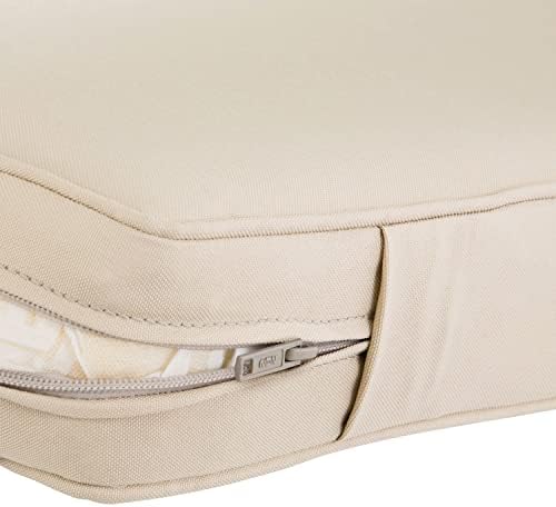 Classic Accessories Montlake Water-Resistant 23 x 22 x 4 Inch Outdoor Back Cushion Slip Cover, Patio Furniture Cushion Cover, Antique Beige, Patio Furniture Cushion Covers - Image 2