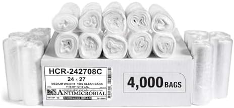 Aluf Plastics 12 Gallon 8 Micron (eq) Clear Trash Bags 24" x 27" 4000 Count by AlufPlastics