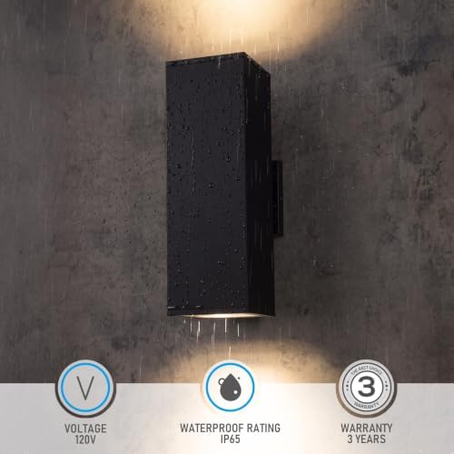LEONLITE 2-Pack 18" Outdoor Rectangular Wall Light, Up and Down, E26 Base - Image 3