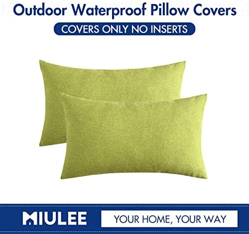 MIULEE Decorative Outdoor Pillow Covers Lumbar Waterproof 12x20 Green - Image 6