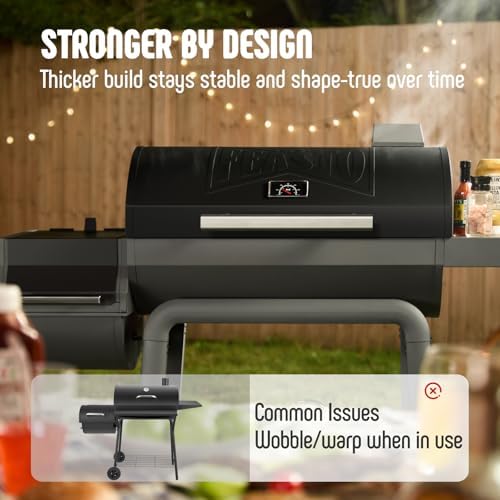 Feasto Heavy-Duty 30-Inch Charcoal Grill with Offset Smoker Grill - Image 5