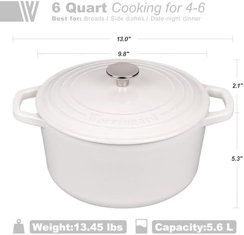 VORRINGARD Enameled Cast Iron Dutch Oven Pot with Lid, for Bread Baking, Round Bread Oven- include Sourdough Bread Baking Supplies Set, 6QT, White - Image 2