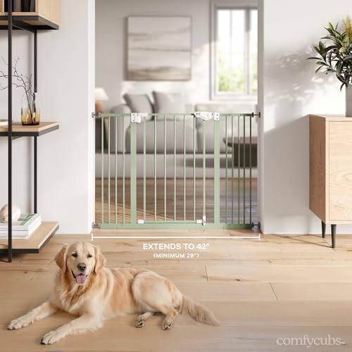 Comfy Cubs Baby Safety Gate Adjustable 42"x1.9"x30" Sage Pet Gate - Image 4